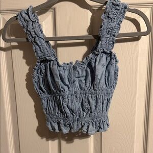 Levi's Blue Ruffled Crop Top
